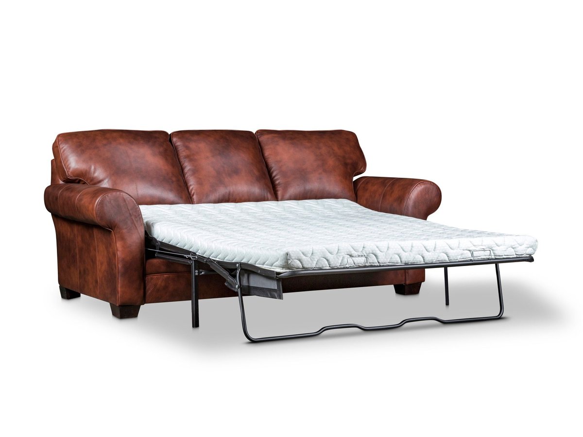 L7902-7Q Zachary Leather Sleeper Sofa Open